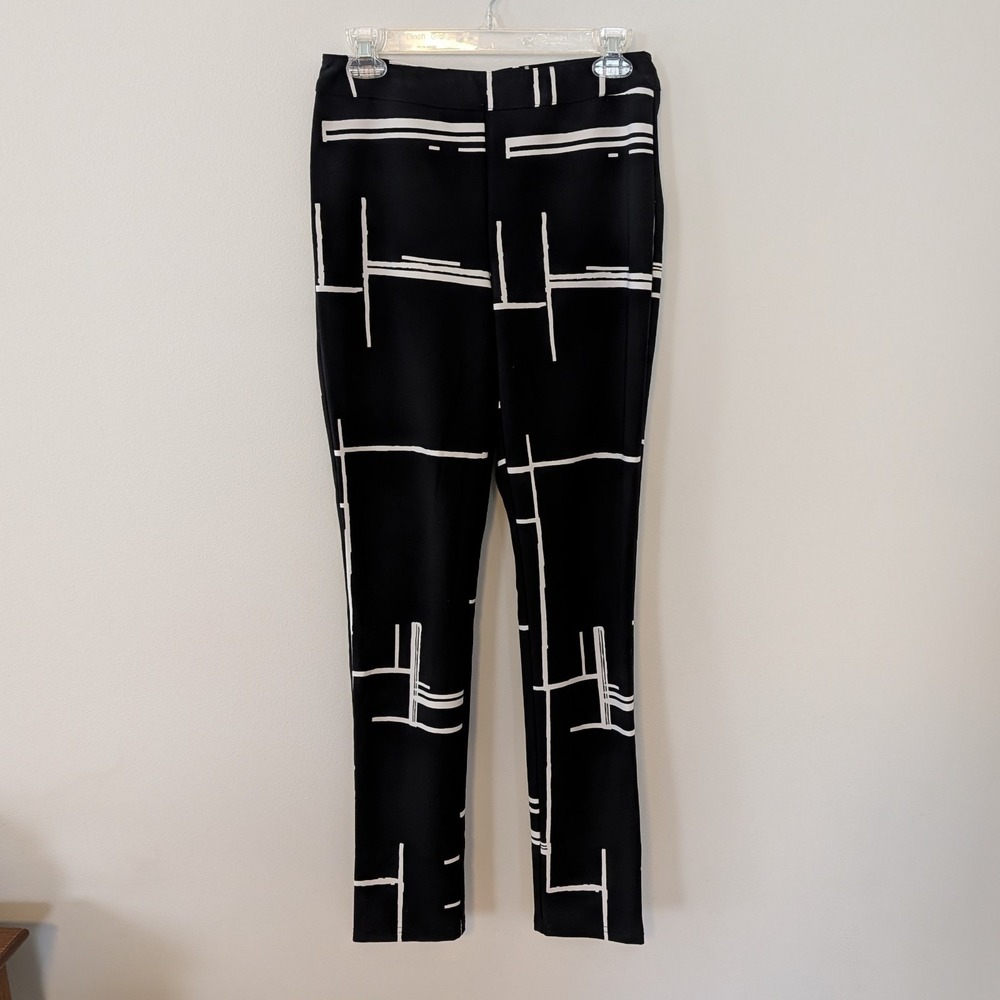 Joseph Ribkoff Womens Slim Fit Pants SIZE 4 Edgy Artsy Mid Rise Pull On Abstract